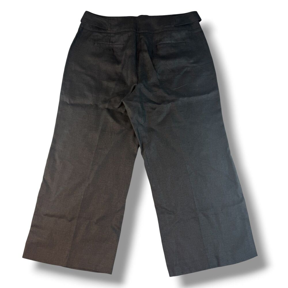 Talbot's Black 100% Irish Linen Capri Pants W/ Belt Quiet Luxury/Lagenlook 12